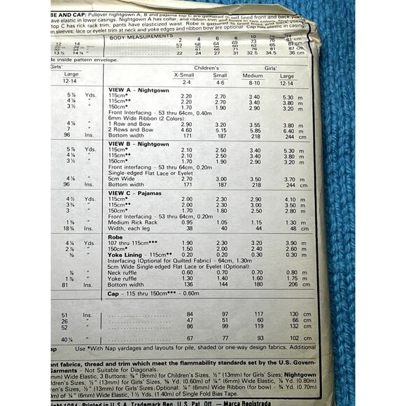 McCalls 9302 Sewing pattern nightgown Pajama robe cap size medium - Picture 5 of 5